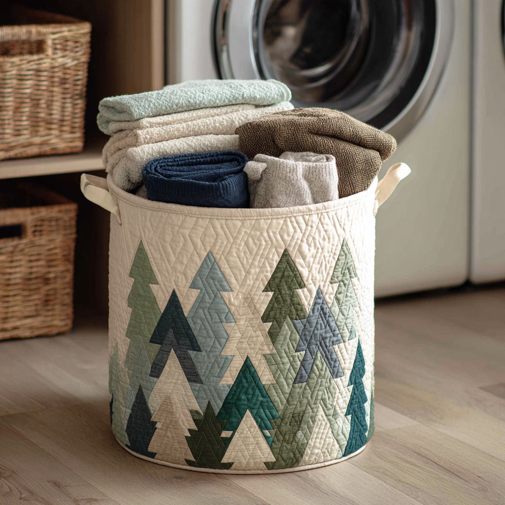 Christmas Trees | Quilted Laundry Basket