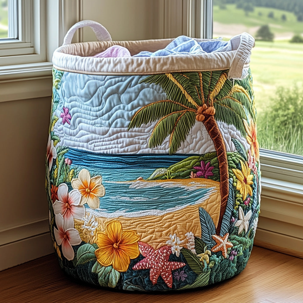 Coastal Charm | Quilted Laundry Basket