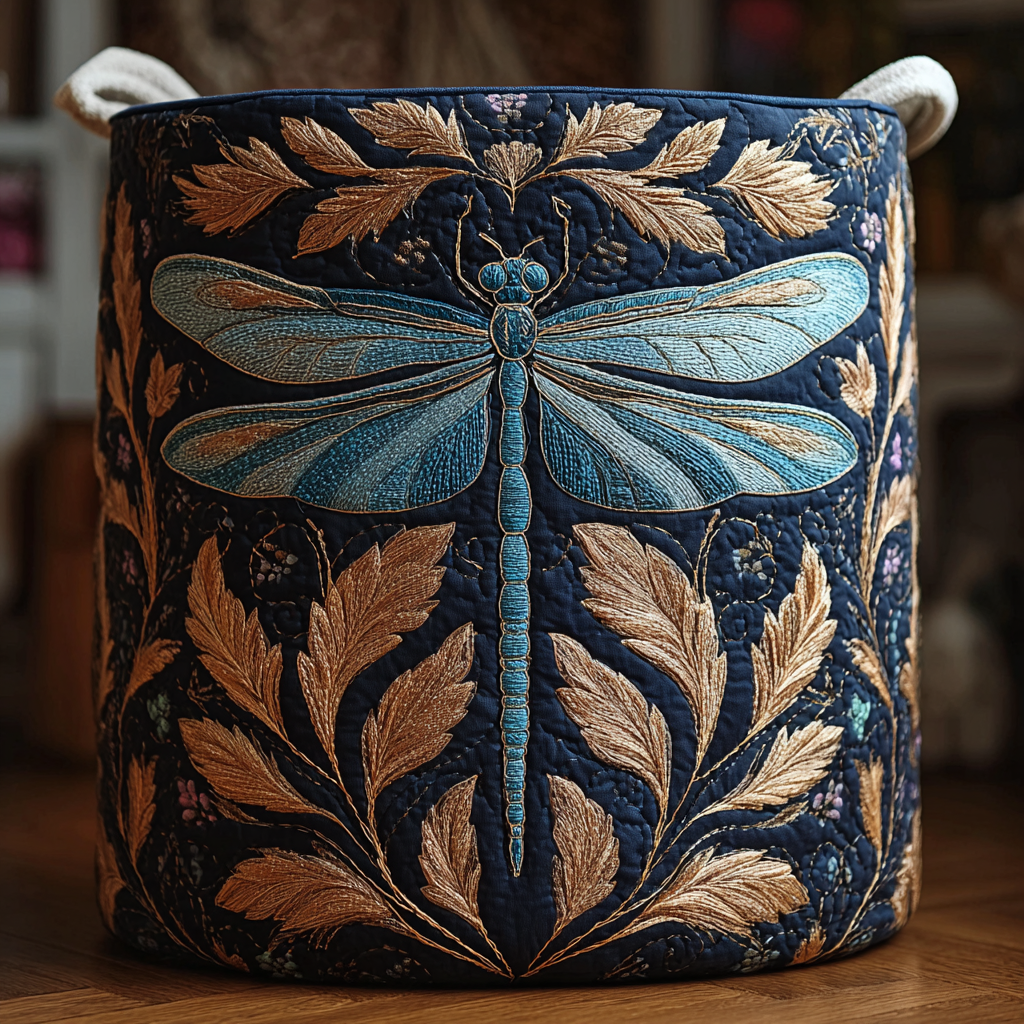 Colorful Dragonfly | Quilted Laundry Basket