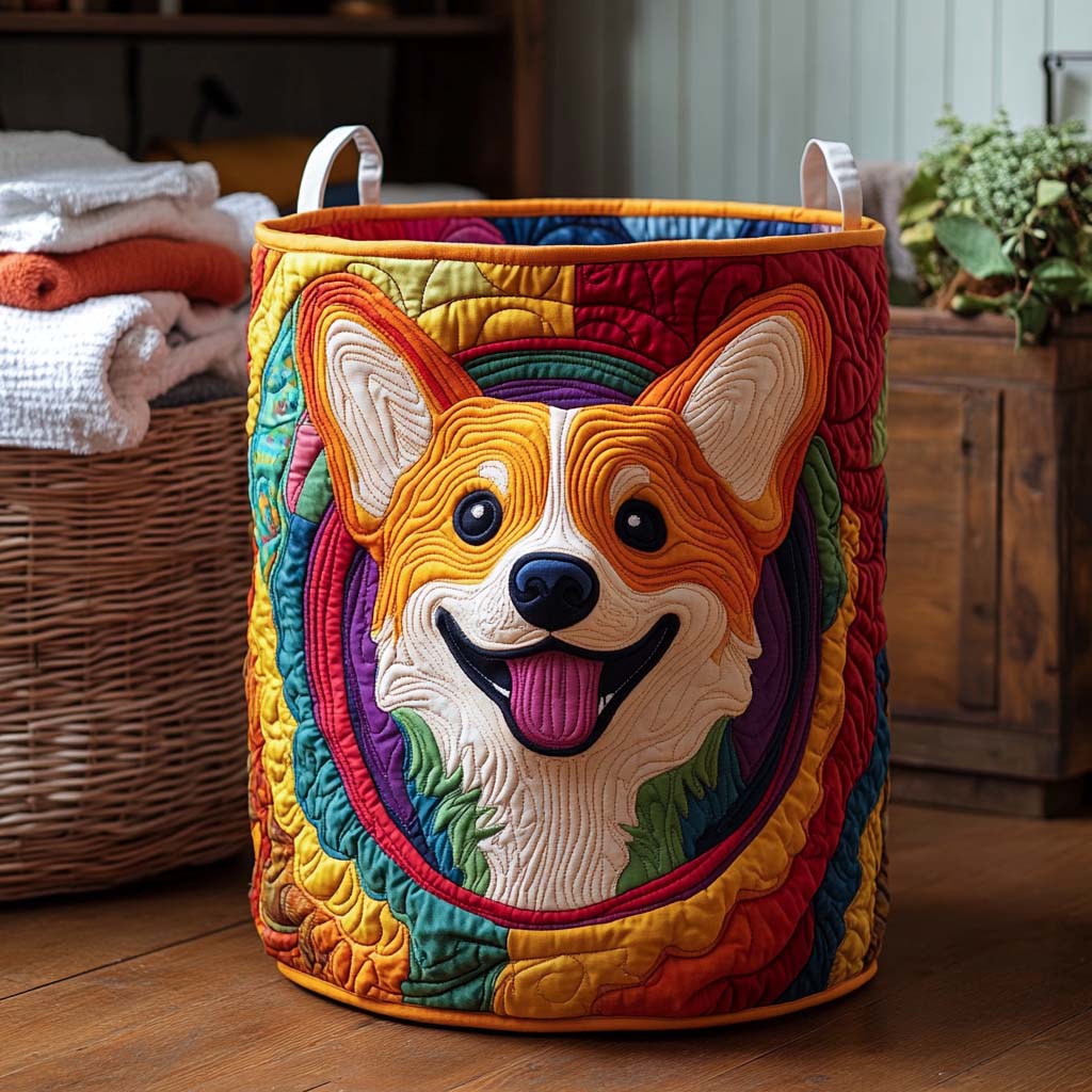 Corgi | Quilted Laundry Basket
