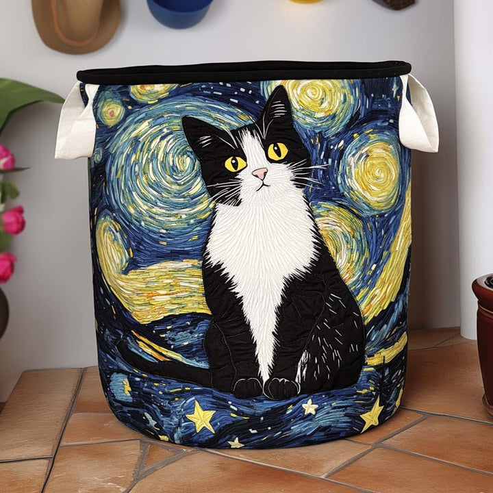 Elegant Feline | Quilted Laundry Basket