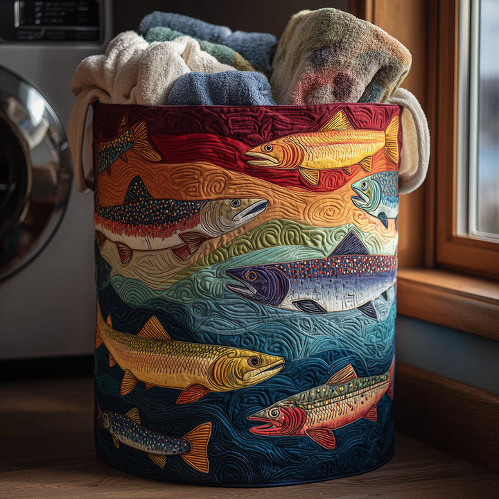 Fantasy Trout | Quilted Laundry Basket