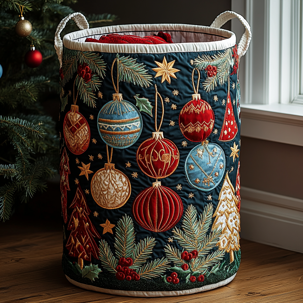 Festive Charm | Quilted Laundry Basket