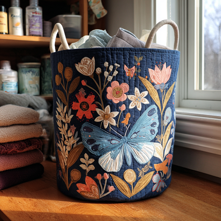 Floral Flight | Quilted Laundry Basket