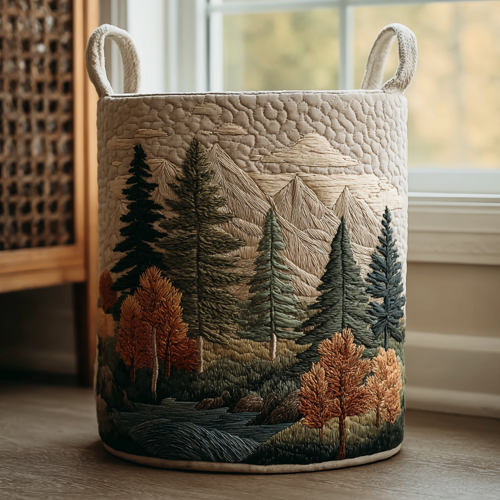 Forest | Quilted Laundry Basket