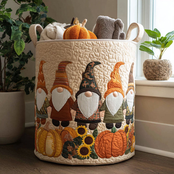 Gnome in the Pumpkin Patch | Quilted Laundry Basket