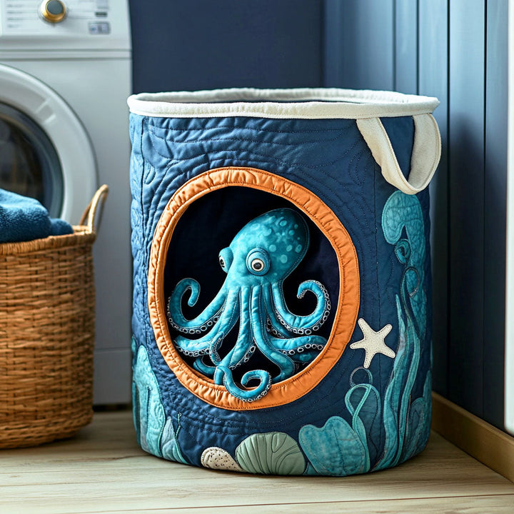 Hidden Octopus | Quilted Laundry Basket