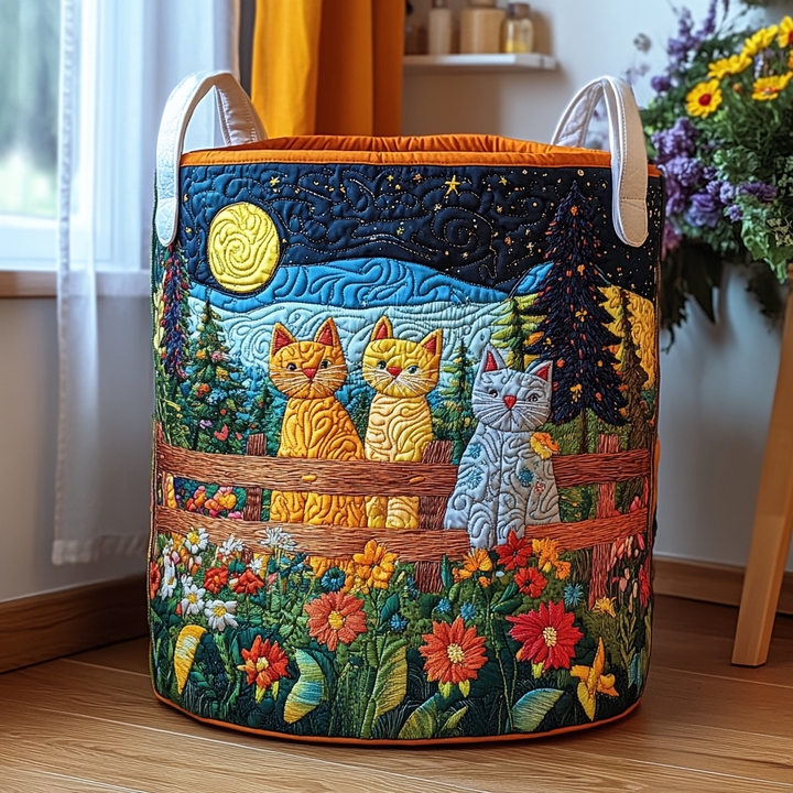 Lazy Cat | Quilted Laundry Basket