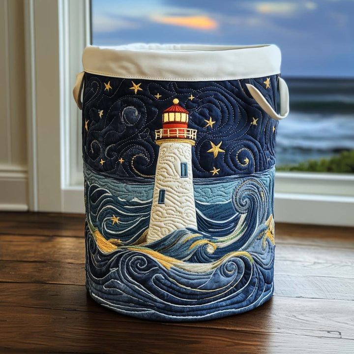 Lighthouse at Dusk | Quilted Laundry Basket
