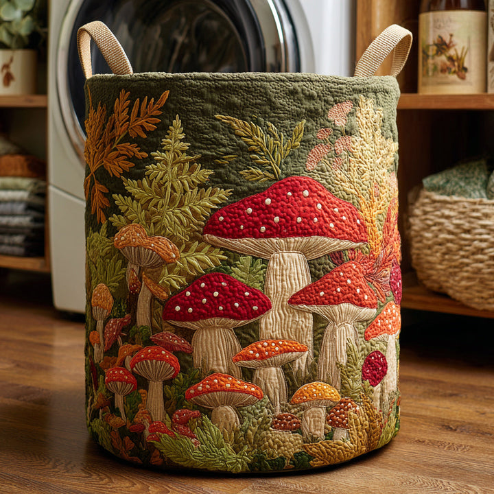 Mushroom Forest | Quilted Laundry Basket