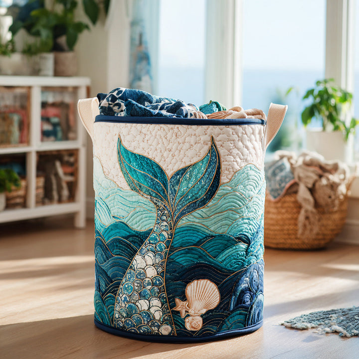 Mystic Stream | Quilted Laundry Basket
