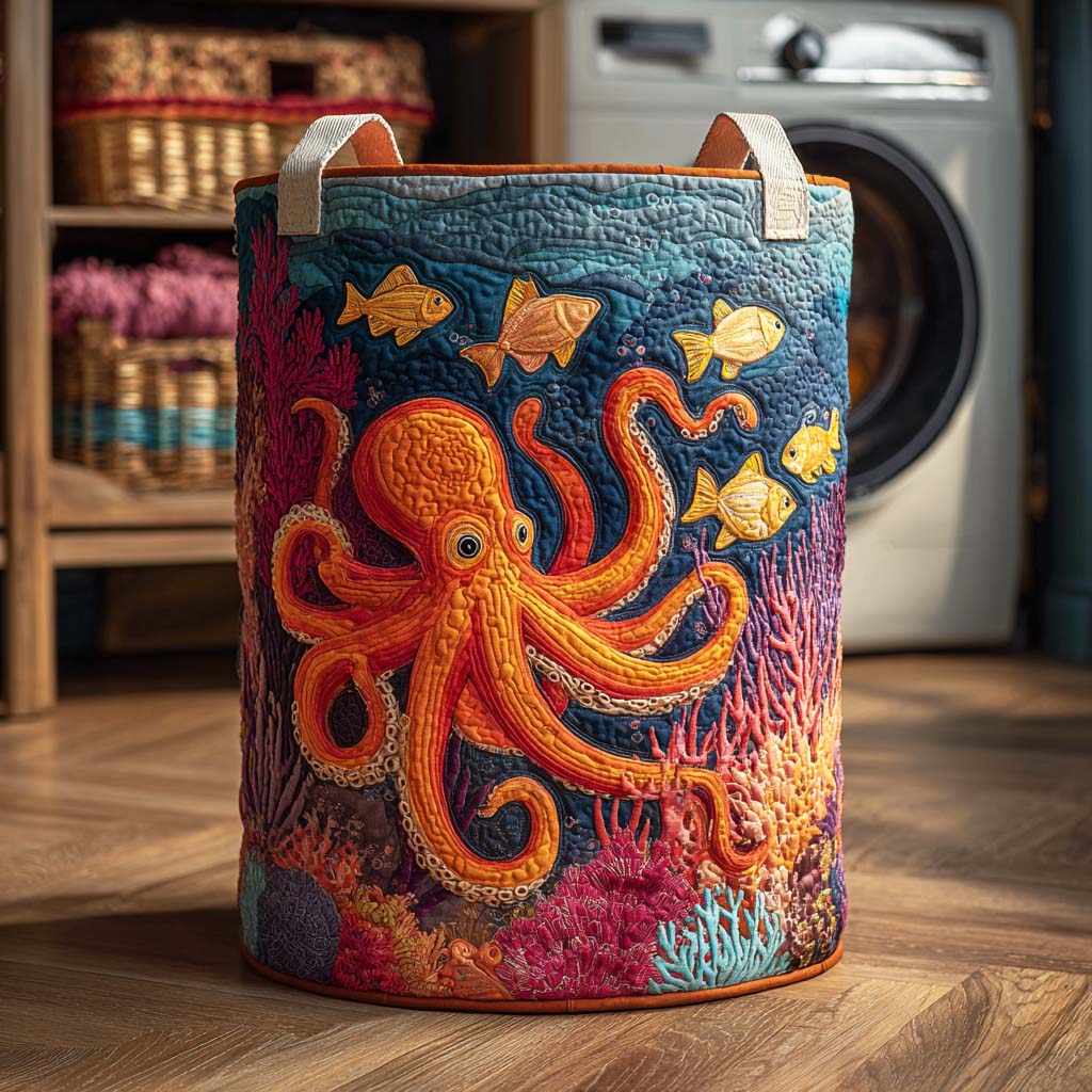 Mystical Octopus | Quilted Laundry Basket