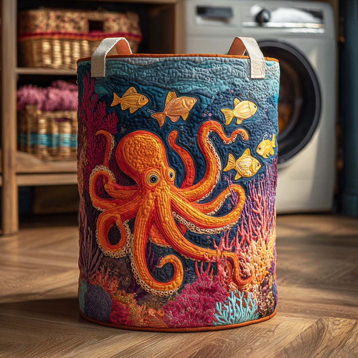 Mystical Octopus | Quilted Laundry Basket