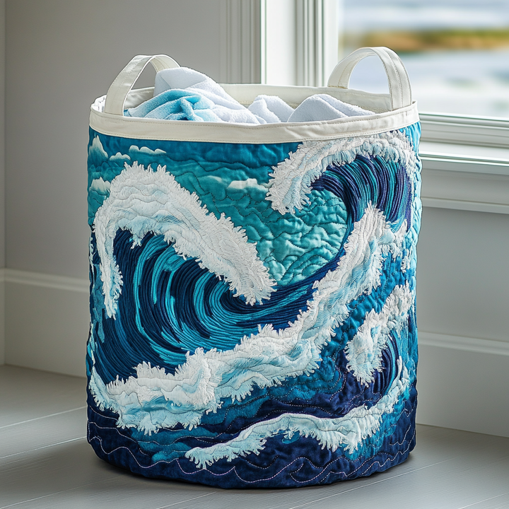 Ocean Wave | Quilted Laundry Basket