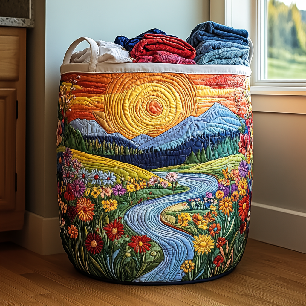 River Blossom | Quilted Laundry Basket