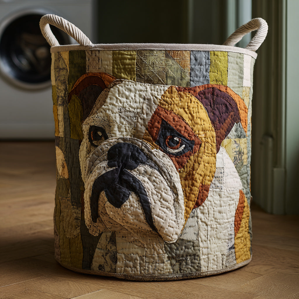 Rustic Bulldog | Quilted Laundry Basket