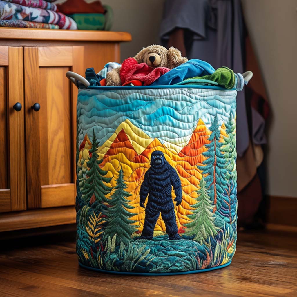 Sasquatch from the Mountains | Quilted Laundry Basket