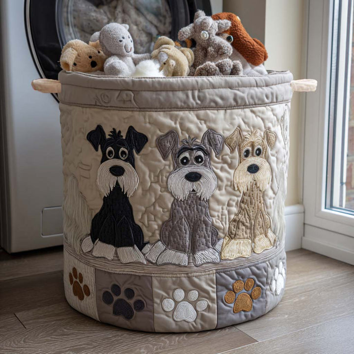 Schnauzer Sketch | Quilted Laundry Basket