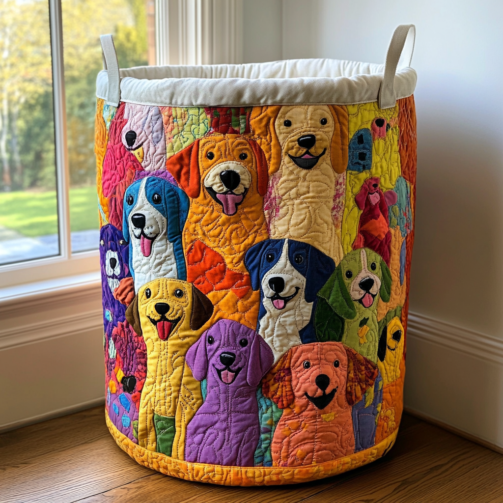 Shining Dogs | Quilted Laundry Basket