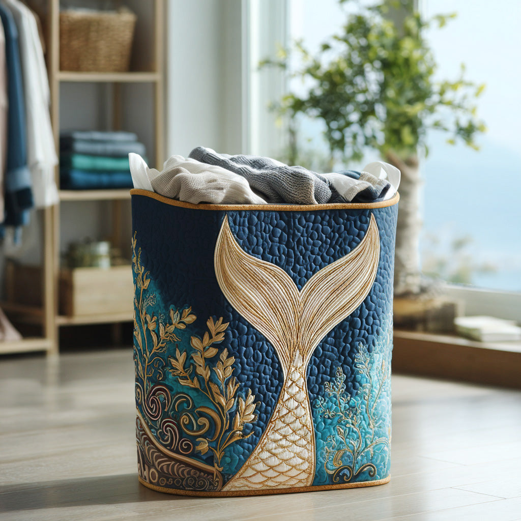 Sparkling Tides | Quilted Laundry Basket