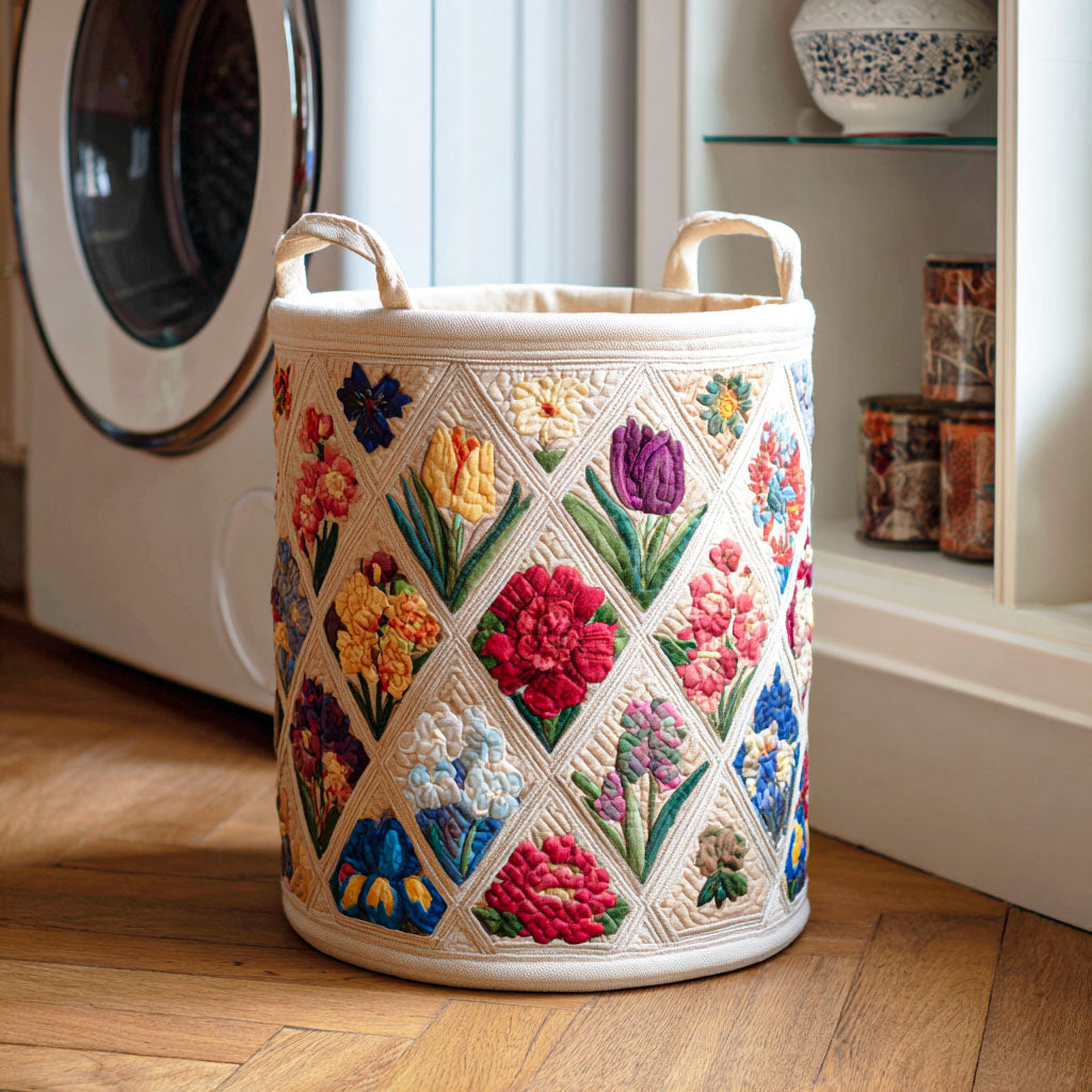 Spring Flowers | Quilted Laundry Basket
