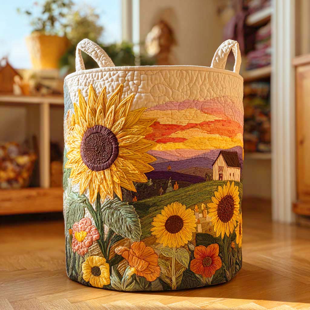 Sunflower II | Quilted Laundry Basket
