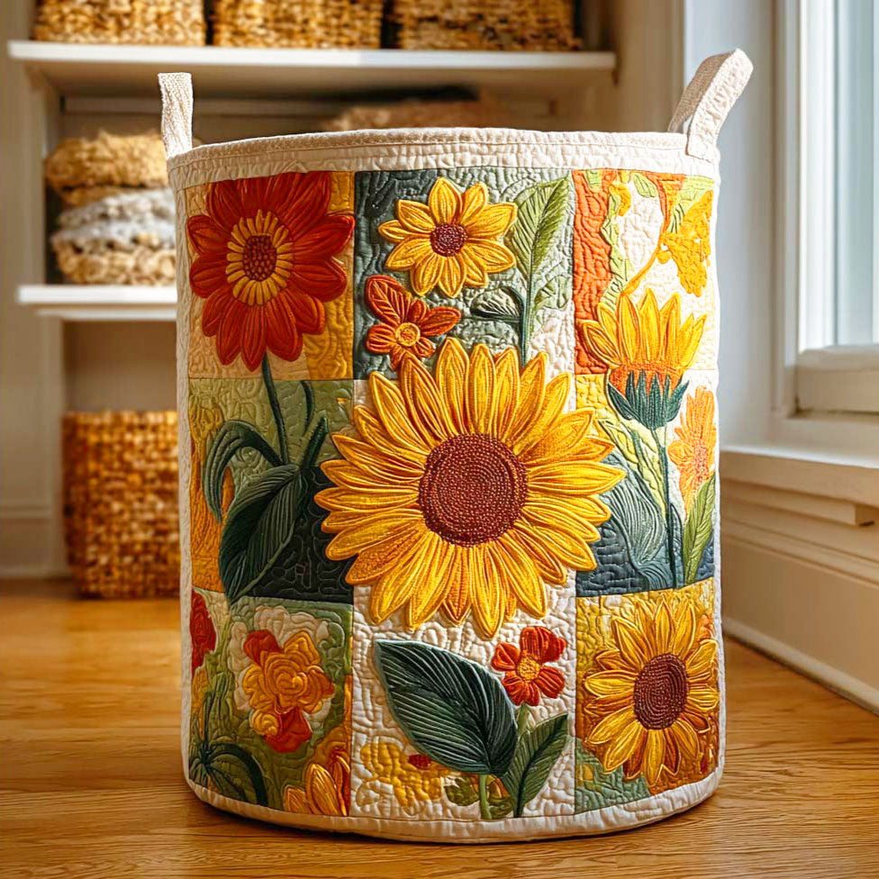 Sunflower II | Quilted Laundry Basket