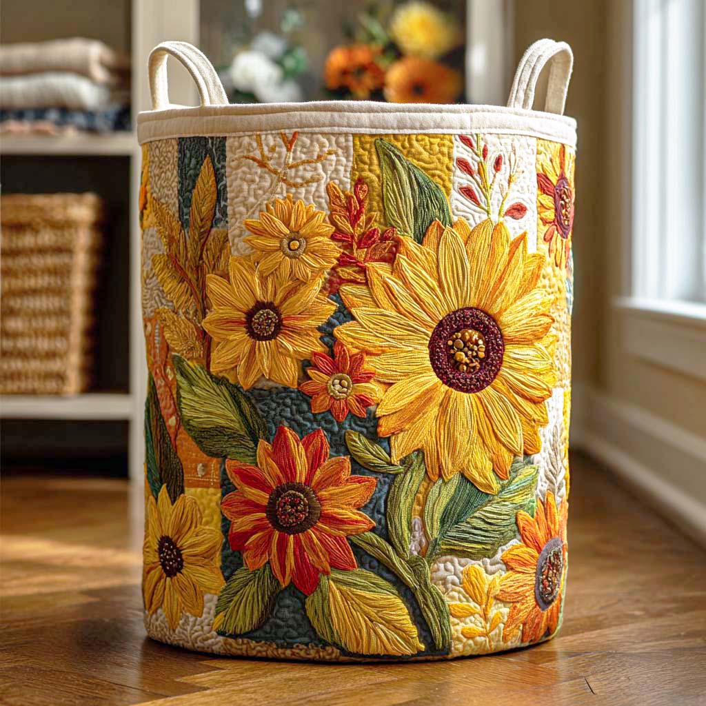 Sunflower II | Quilted Laundry Basket