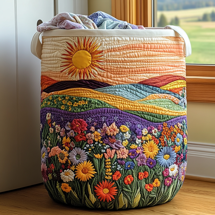 Sunny Bloom | Quilted Laundry Basket