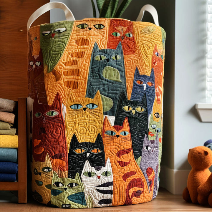 The Purring Band | Quilted Laundry Basket