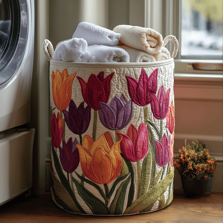 Tulip Joy | Quilted Laundry Basket