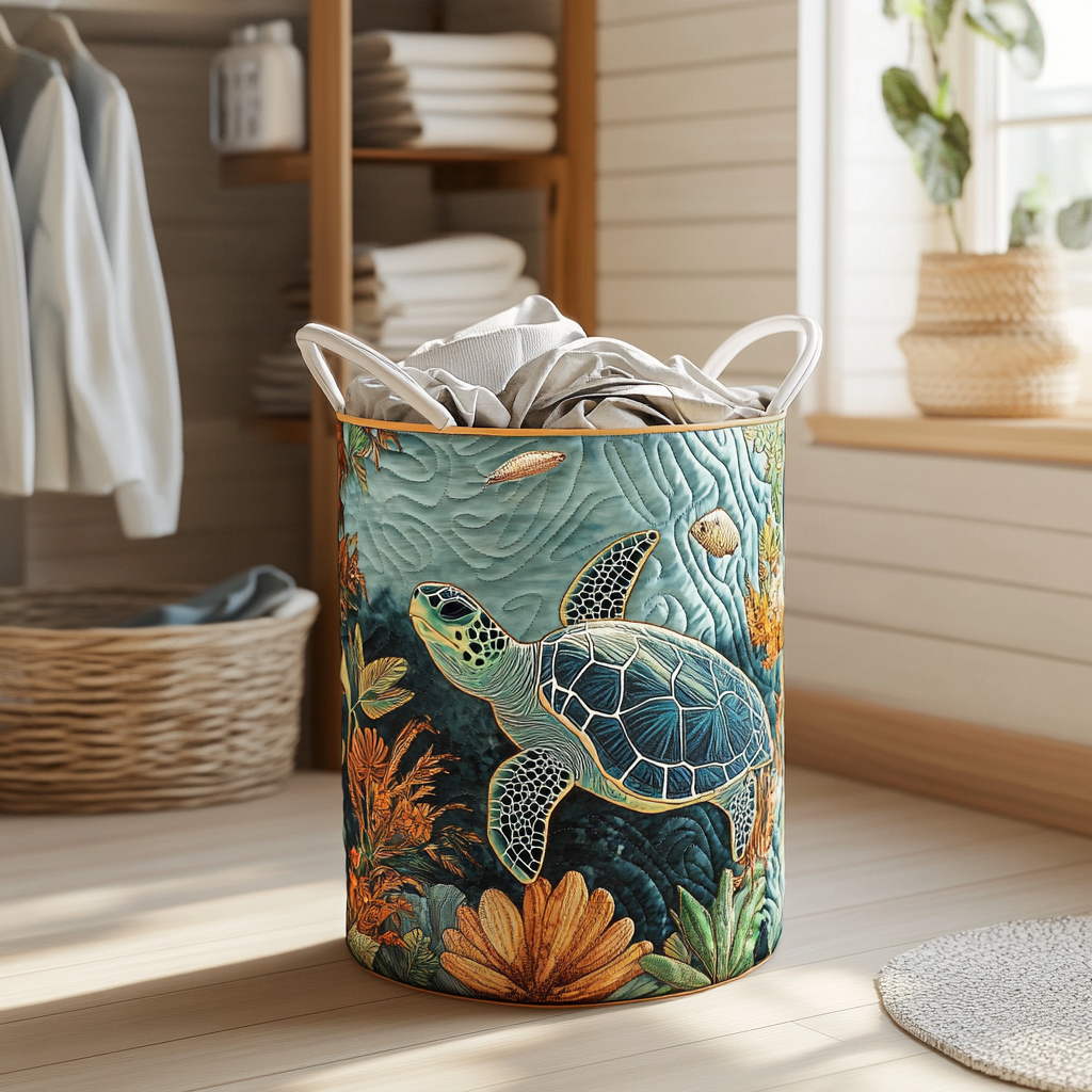 Turtle Bay | Quilted Laundry Basket