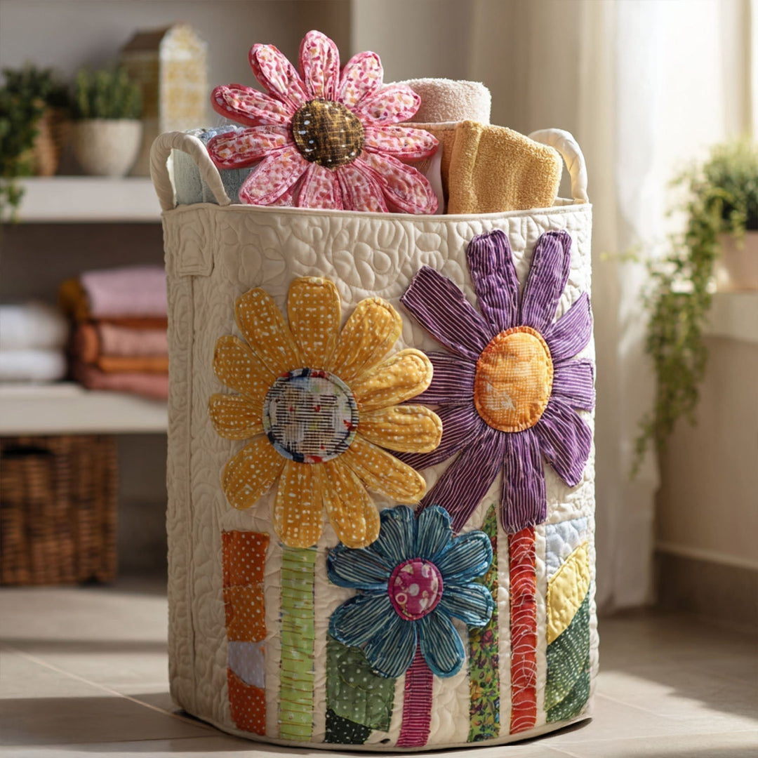 Vintage Flowers | Quilted Laundry Basket