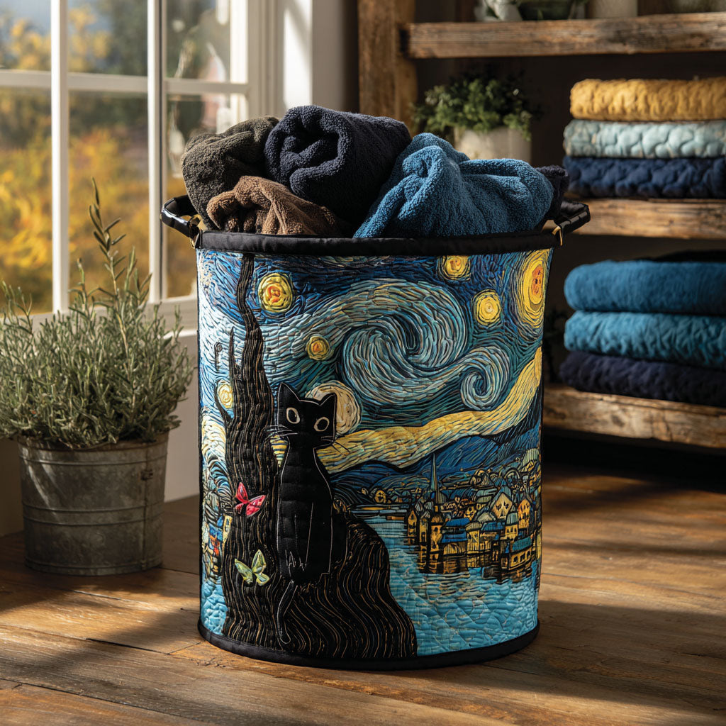 Whiskers in the Wind | Quilted Laundry Basket