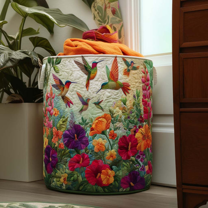 Wings and Flowers | Quilted Laundry Basket
