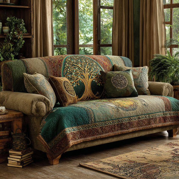 Radiant Roots Quilted Sofa Protector