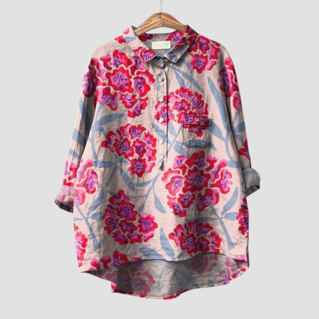 Caoimhe - Blue Canine Print Blouse