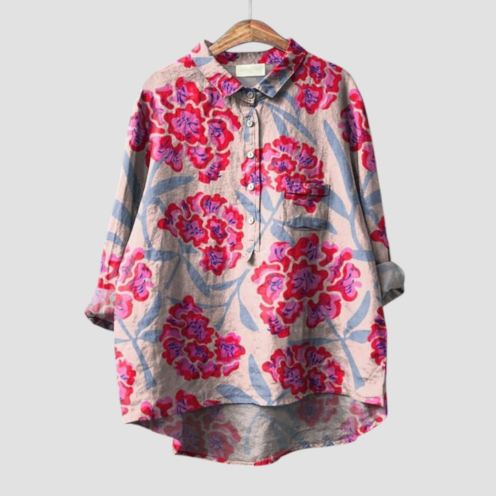 Caoimhe - Blue Canine Print Blouse