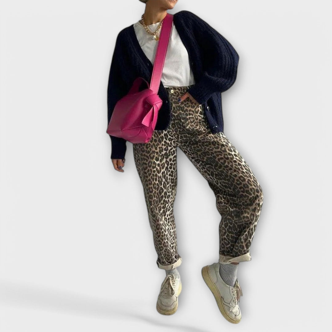 Aisling - Retro Leopard Print Jeans