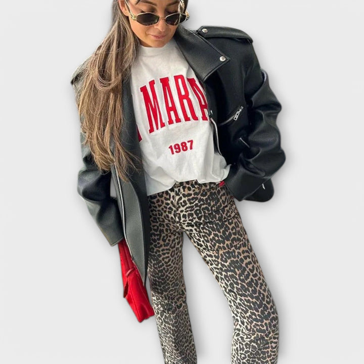 Aisling - Retro Leopard Print Jeans