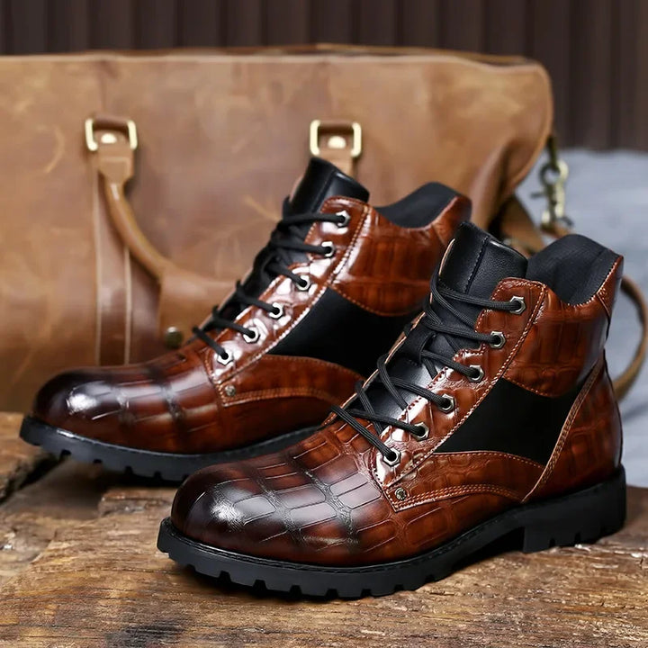 Killian - Chic Crocodile-Patterned Boots