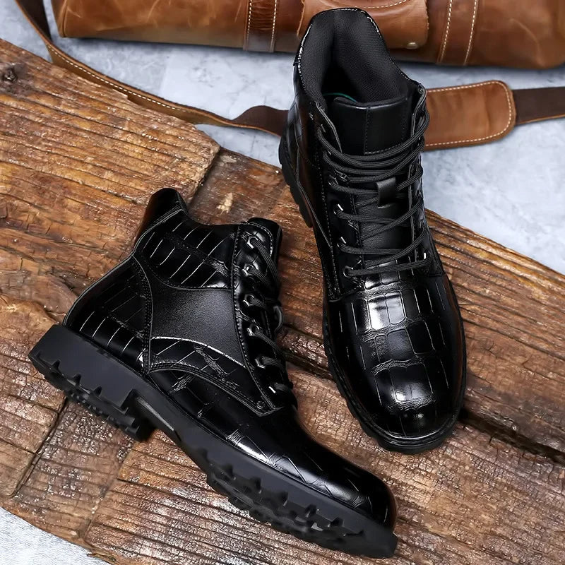 Killian - Chic Crocodile-Patterned Boots