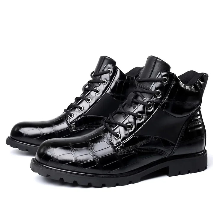 Killian - Chic Crocodile-Patterned Boots