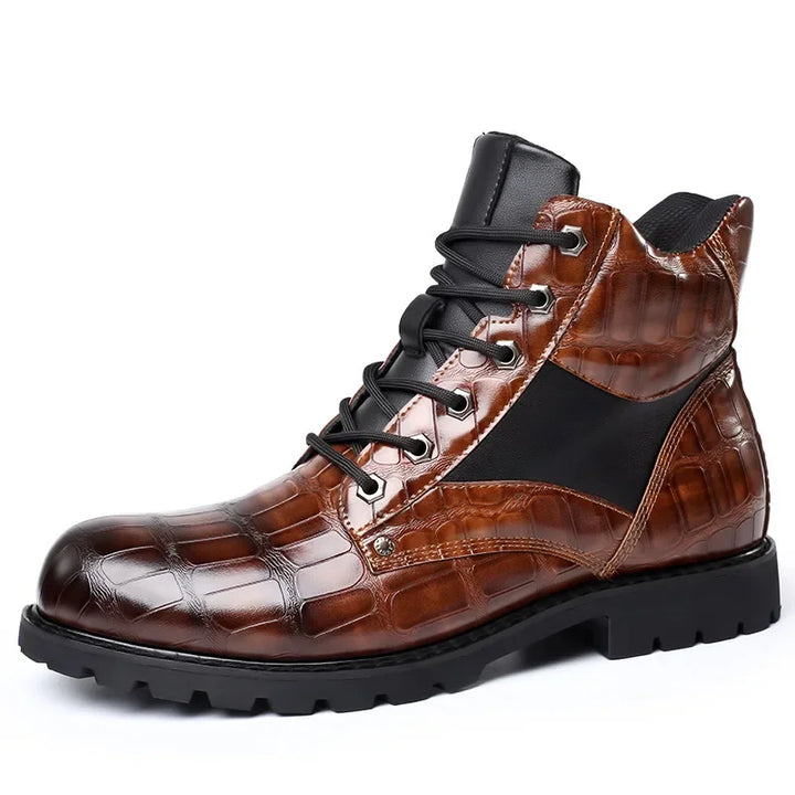 Killian - Chic Crocodile-Patterned Boots