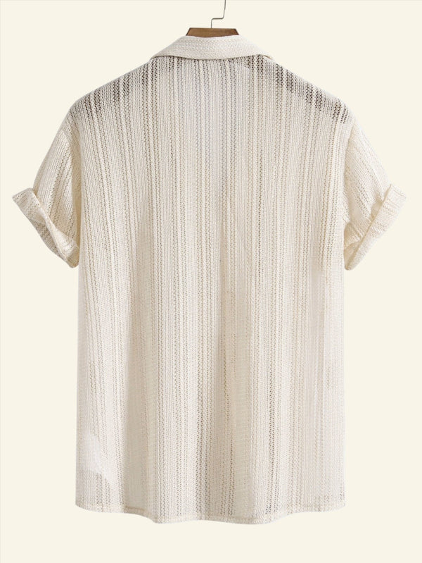 Cian - Striped Shirt with Ribbed Collar