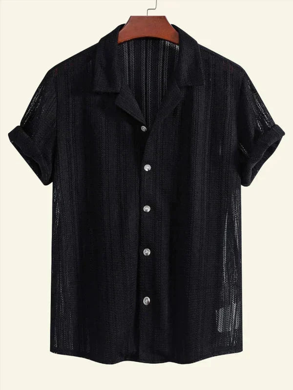 Cian - Striped Shirt with Ribbed Collar