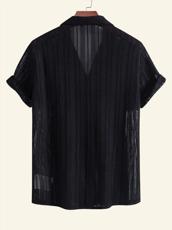 Cian - Striped Shirt with Ribbed Collar