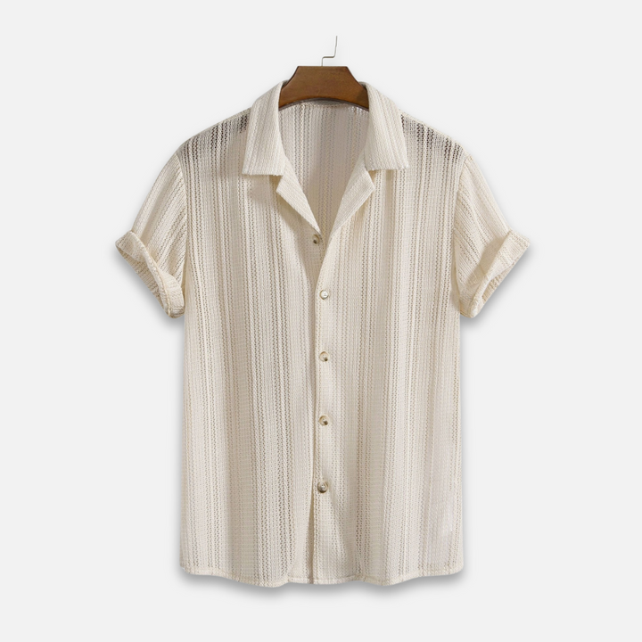Cian - Striped Shirt with Ribbed Collar