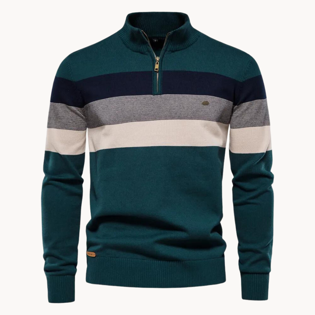 Tadhg - Striped Sweater with Mid-Length Opening