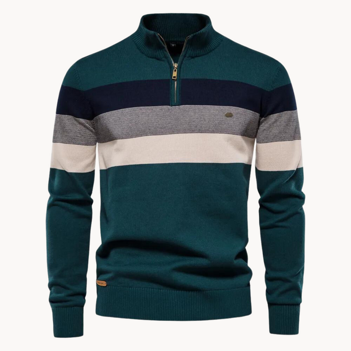 Tadhg - Striped Sweater with Mid-Length Opening